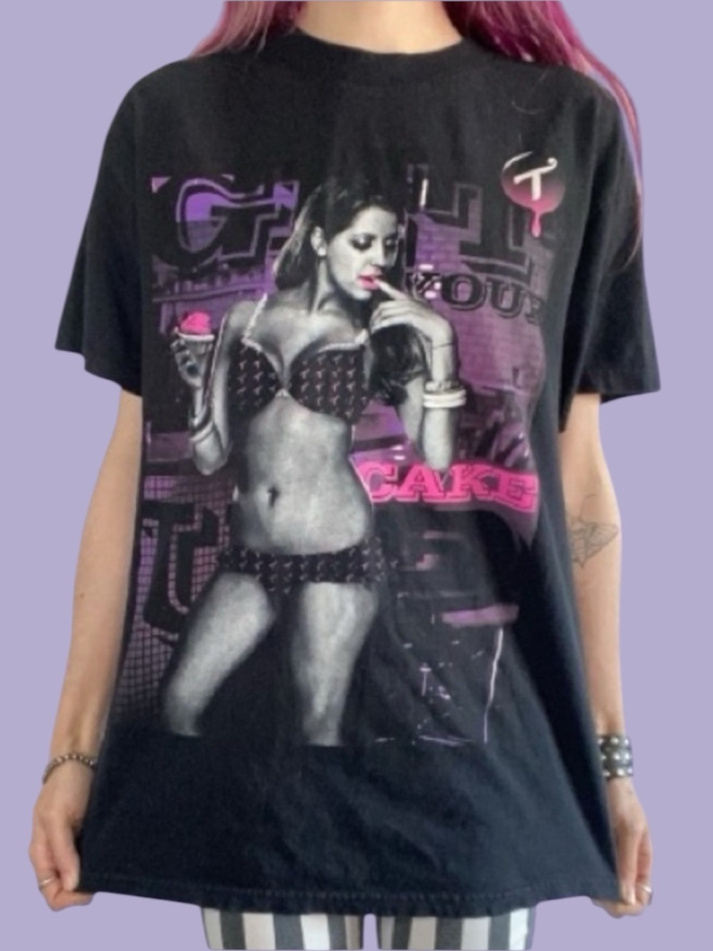 RARE Early 2000s Two in the shirt T.I.T.S “Get Your Cake” Scene Girl Graphic Tee